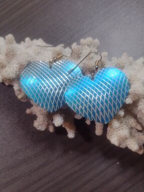 Blue Heart Dangle Earrings - Unbranded